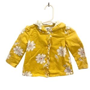 Carter's Kids Girls Size 18 months Yellow Floral Cotton Button Up Hoodie Jacket